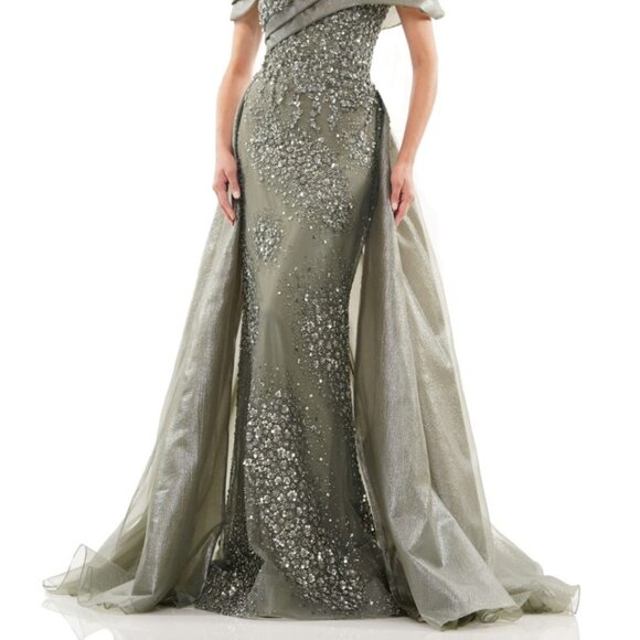 NWT Rina Di Montella RD2816 Crinkled Organza Formal Gown Celadon Size 6 - Picture 2 of 6